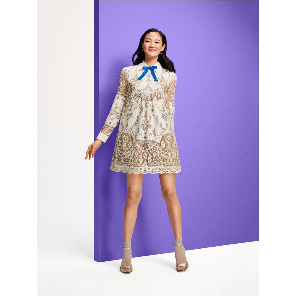 🆕 Anna Sui•Long Sleeve Ribbon Shift Dress - Picture 7 of 7